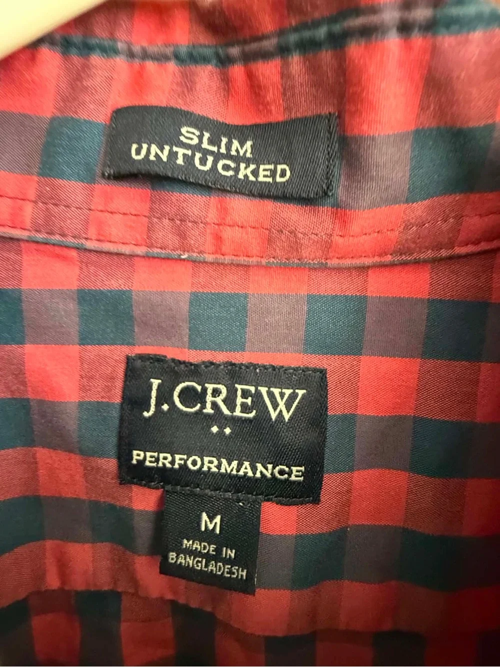 J. Crew Red and Navy Gingham Button-Down Shirt